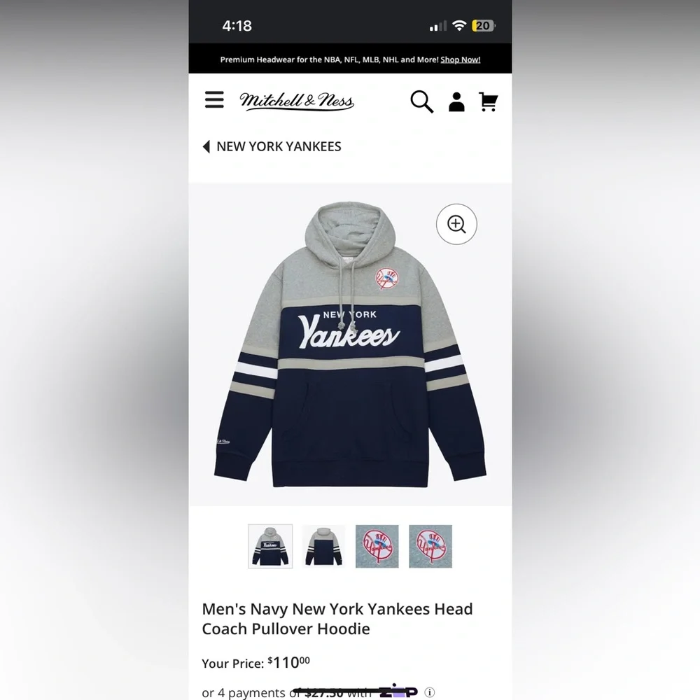 NWT Mitchell & Ness | New York Yankees Head Coach Pullover Hoodie Large - Picture 10 of 10